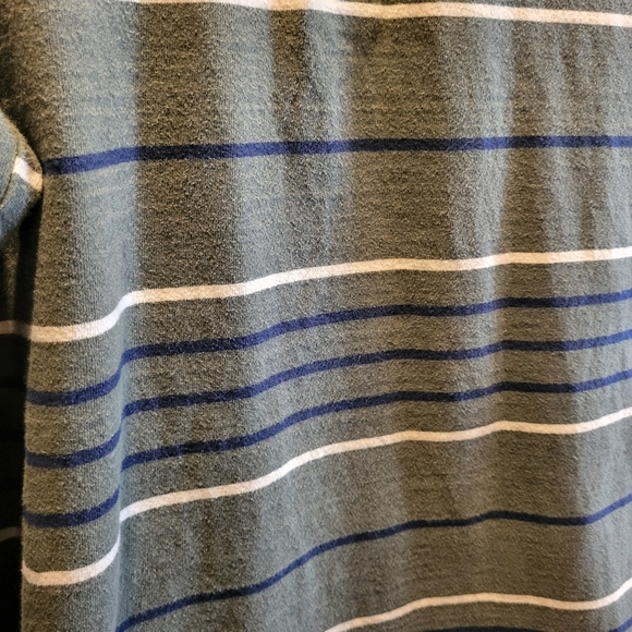 Vintage Lands End Mens Striped Rugby Green & Blue Cotton Shirt Size XL - Picture 3 of 5